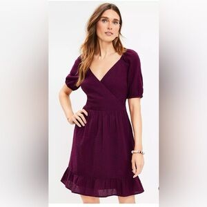 Women’s Loft Crinkle Flounce Puff Sleeve Dress size 10